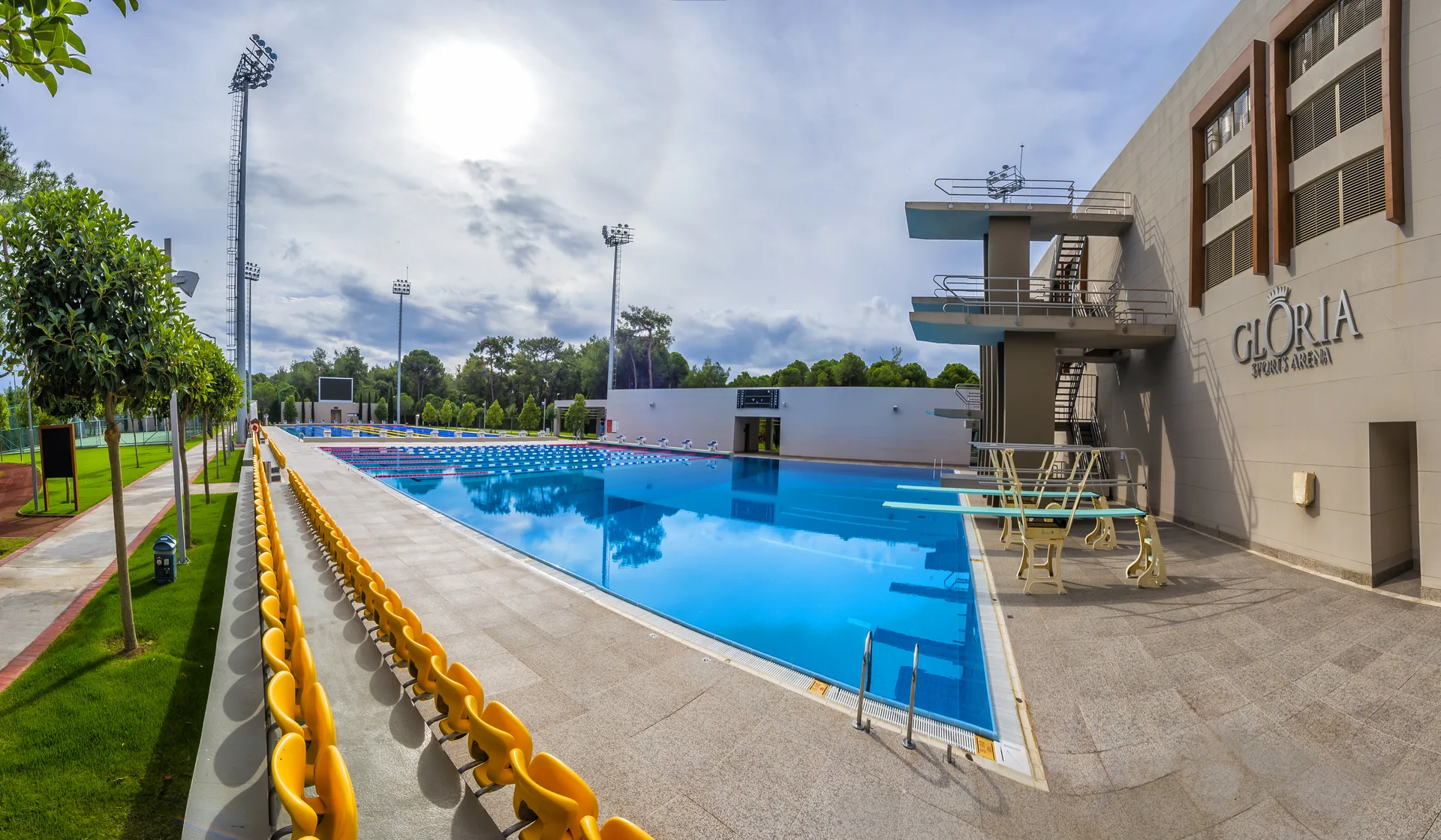 Competition, diving and recovery pools at Gloria Sports Arena