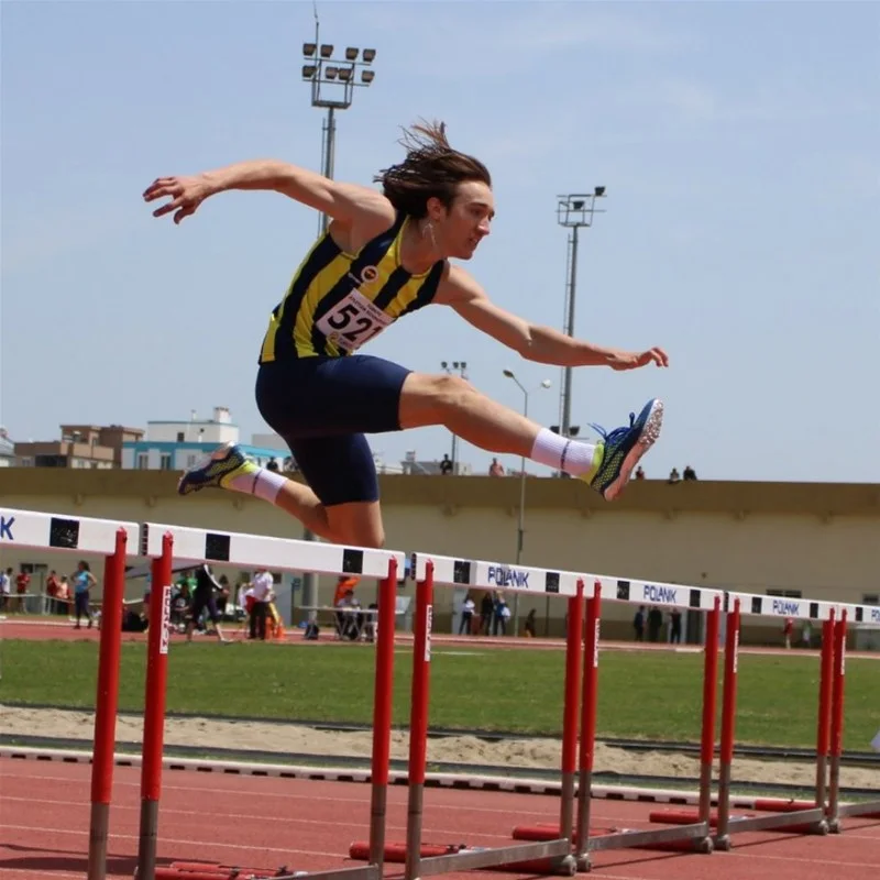 Hurdles competition at Zeytinköy Athletics Stadium in Antalya
