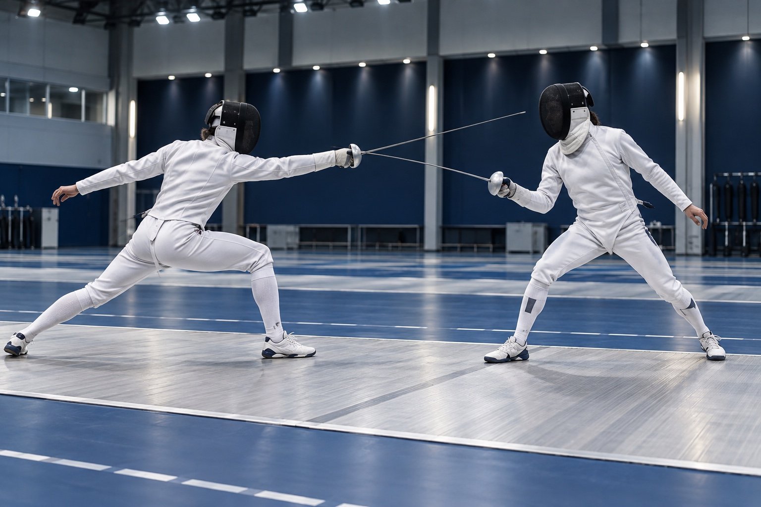 Indoor sports hall used for fencing preparation at Gloria Sports Arena
