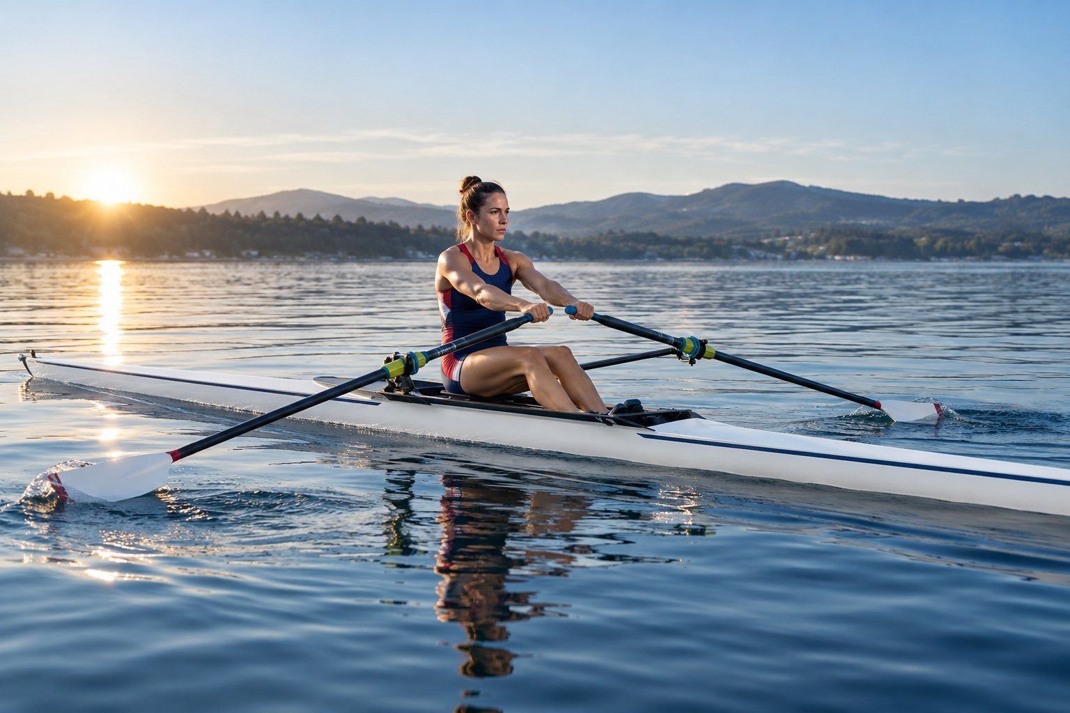 Rowing athlete training for a professional camp